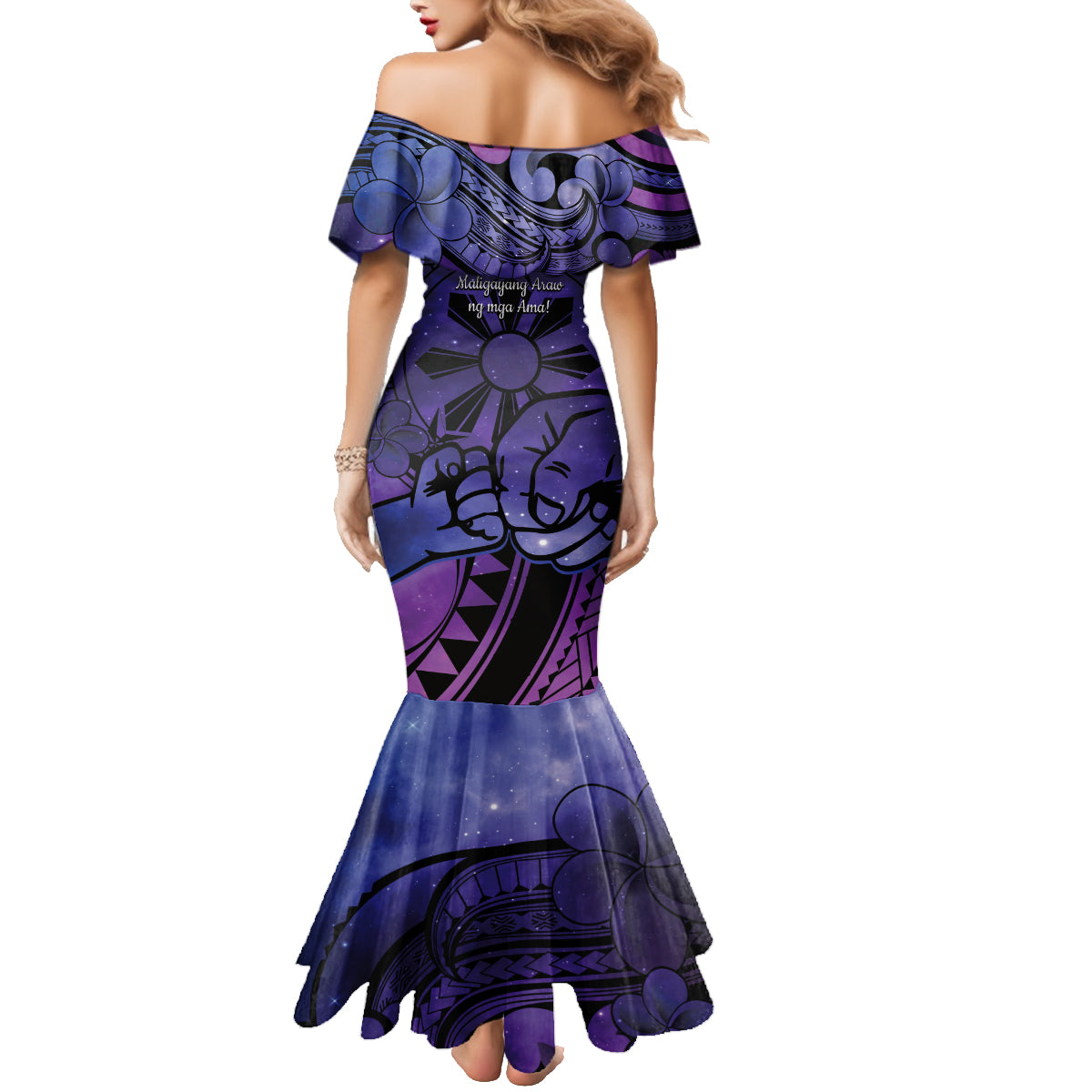 Philippines Father's Day Family Matching Mermaid Dress and Hawaiian Shirt Polynesian Tattoo Galaxy Vibes LT14 - Polynesian Pride