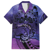Philippines Father's Day Family Matching Off The Shoulder Long Sleeve Dress and Hawaiian Shirt Polynesian Tattoo Galaxy Vibes LT14 Dad's Shirt - Short Sleeve Blue - Polynesian Pride