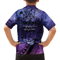 Philippines Father's Day Family Matching Off Shoulder Short Dress and Hawaiian Shirt Polynesian Tattoo Galaxy Vibes LT14 - Polynesian Pride