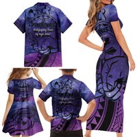 Philippines Father's Day Family Matching Short Sleeve Bodycon Dress and Hawaiian Shirt Polynesian Tattoo Galaxy Vibes LT14 - Polynesian Pride