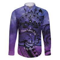 Philippines Father's Day Family Matching Short Sleeve Bodycon Dress and Hawaiian Shirt Polynesian Tattoo Galaxy Vibes LT14 Dad's Shirt - Long Sleeve Blue - Polynesian Pride