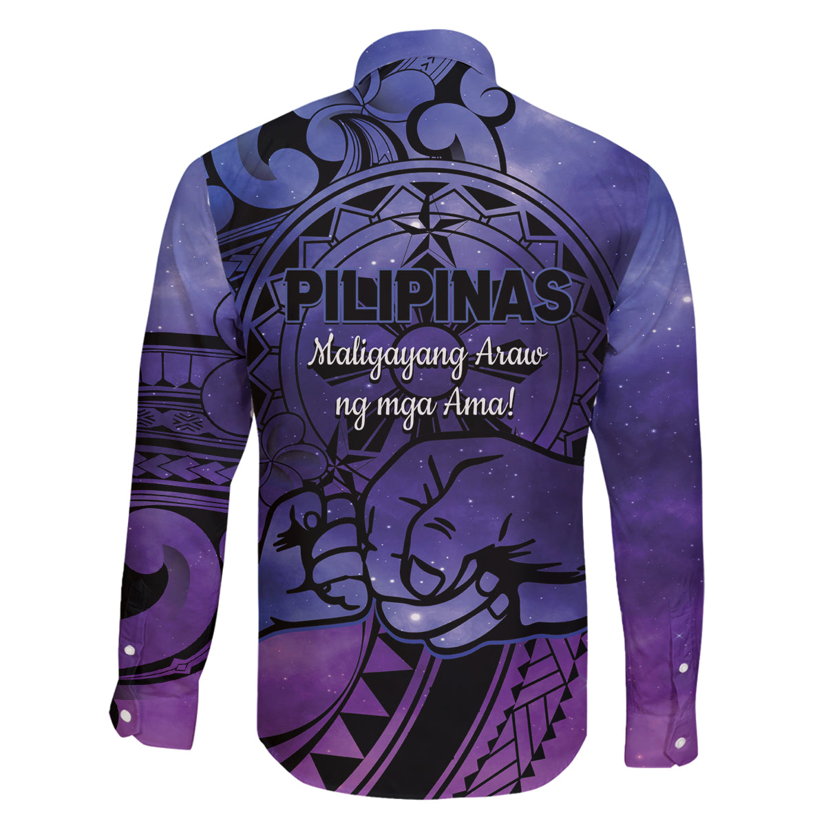 Philippines Father's Day Family Matching Tank Maxi Dress and Hawaiian Shirt Polynesian Tattoo Galaxy Vibes LT14 - Polynesian Pride