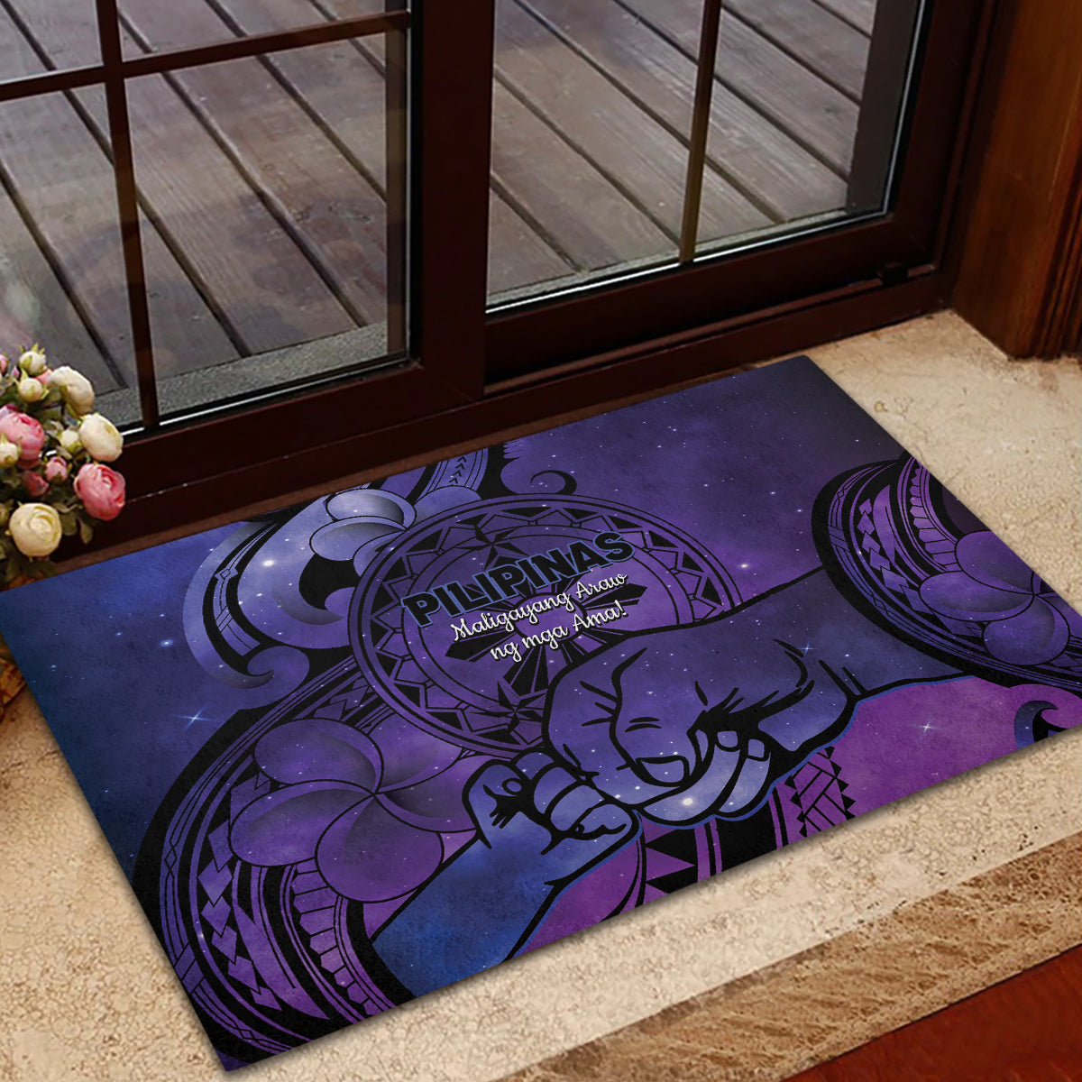 Philippines Father's Day Rubber Doormat Polynesian Tattoo Galaxy Vibes