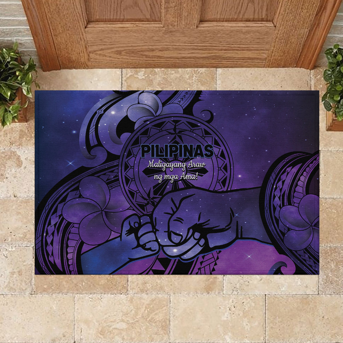 Philippines Father's Day Rubber Doormat Polynesian Tattoo Galaxy Vibes