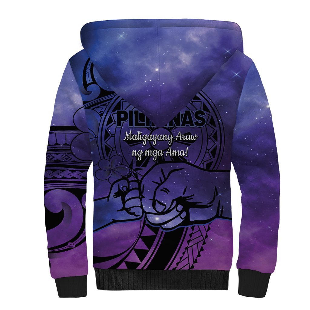 Philippines Father's Day Sherpa Hoodie Polynesian Tattoo Galaxy Vibes LT14 - Polynesian Pride