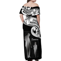 Guam Father's Day Family Matching Off Shoulder Maxi Dress and Hawaiian Shirt Chamorro Latte Stone Polynesian Pattern