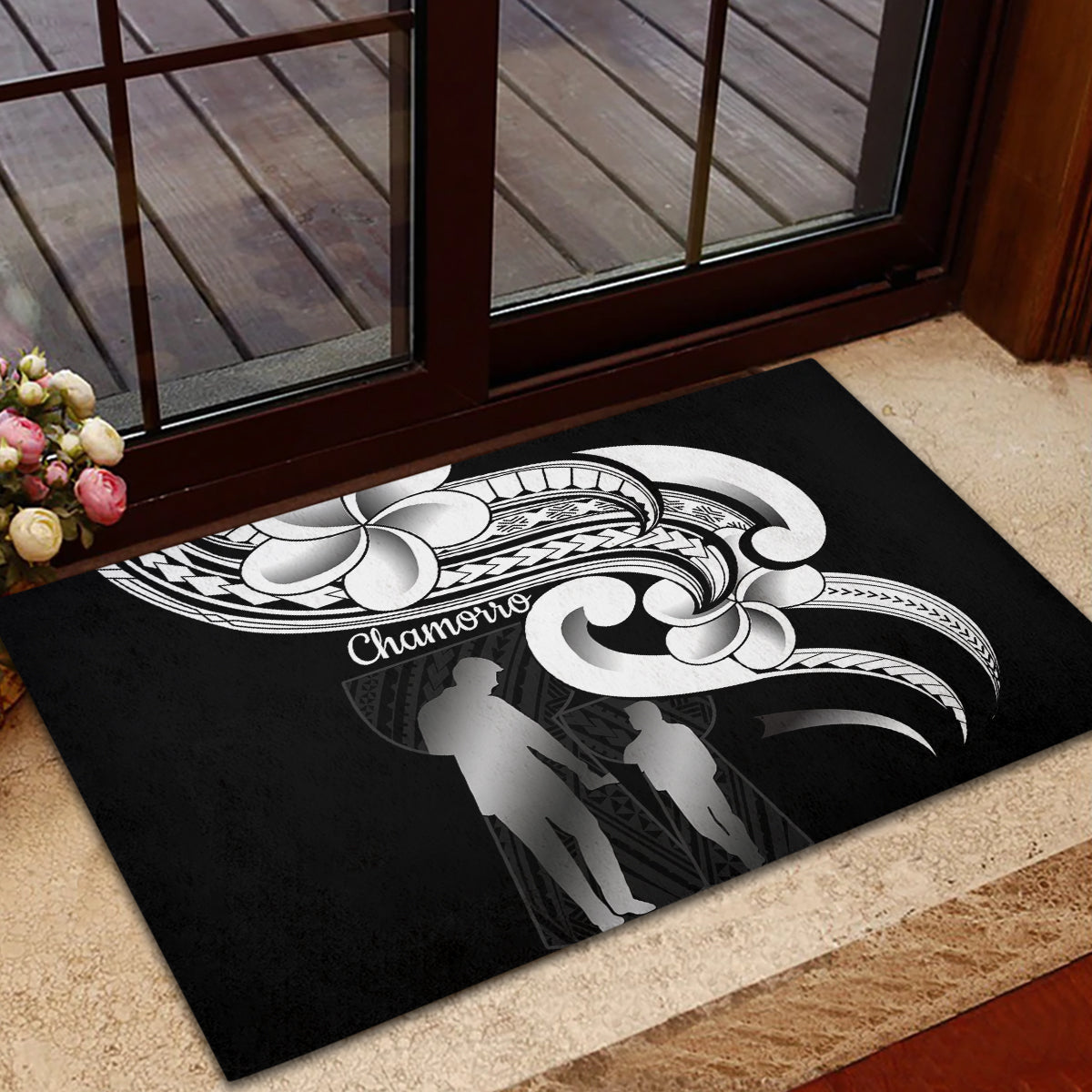 Guam Father's Day Rubber Doormat Chamorro Latte Stone Polynesian Pattern