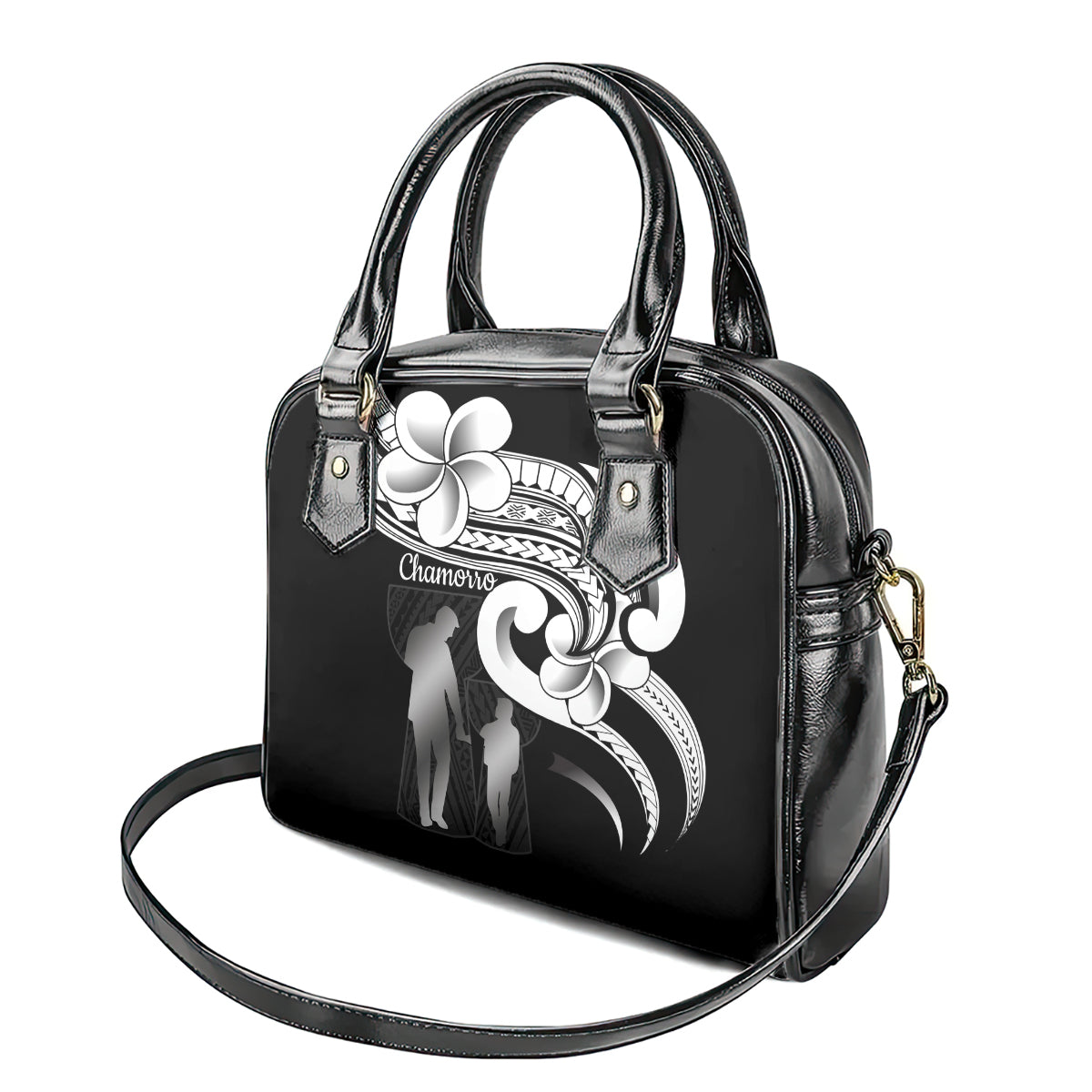 Guam Father's Day Shoulder Handbag Chamorro Latte Stone Polynesian Pattern