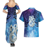 New Zealand Matariki Couples Matching Summer Maxi Dress and Hawaiian Shirt Aotearoa Maori New Year Manaia Galaxy Vibes LT14 - Polynesian Pride