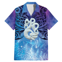 New Zealand Matariki Family Matching Mermaid Dress and Hawaiian Shirt Aotearoa Maori New Year Manaia Galaxy Vibes LT14 Dad's Shirt - Short Sleeve Blue - Polynesian Pride