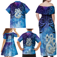 New Zealand Matariki Family Matching Off Shoulder Maxi Dress and Hawaiian Shirt Aotearoa Maori New Year Manaia Galaxy Vibes LT14 - Polynesian Pride