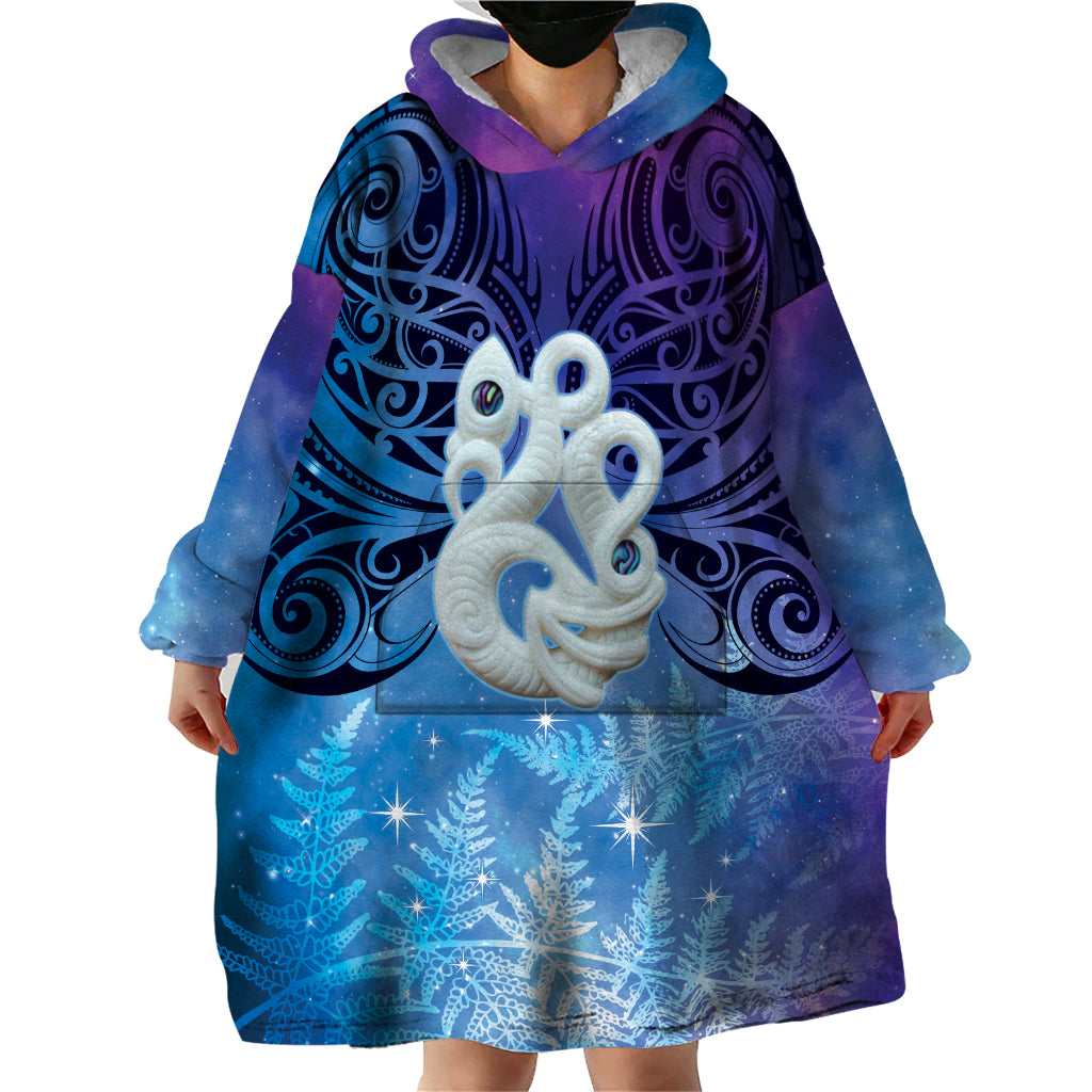 New Zealand Matariki Wearable Blanket Hoodie Aotearoa Maori New Year Manaia Galaxy Vibes LT14 - Polynesian Pride