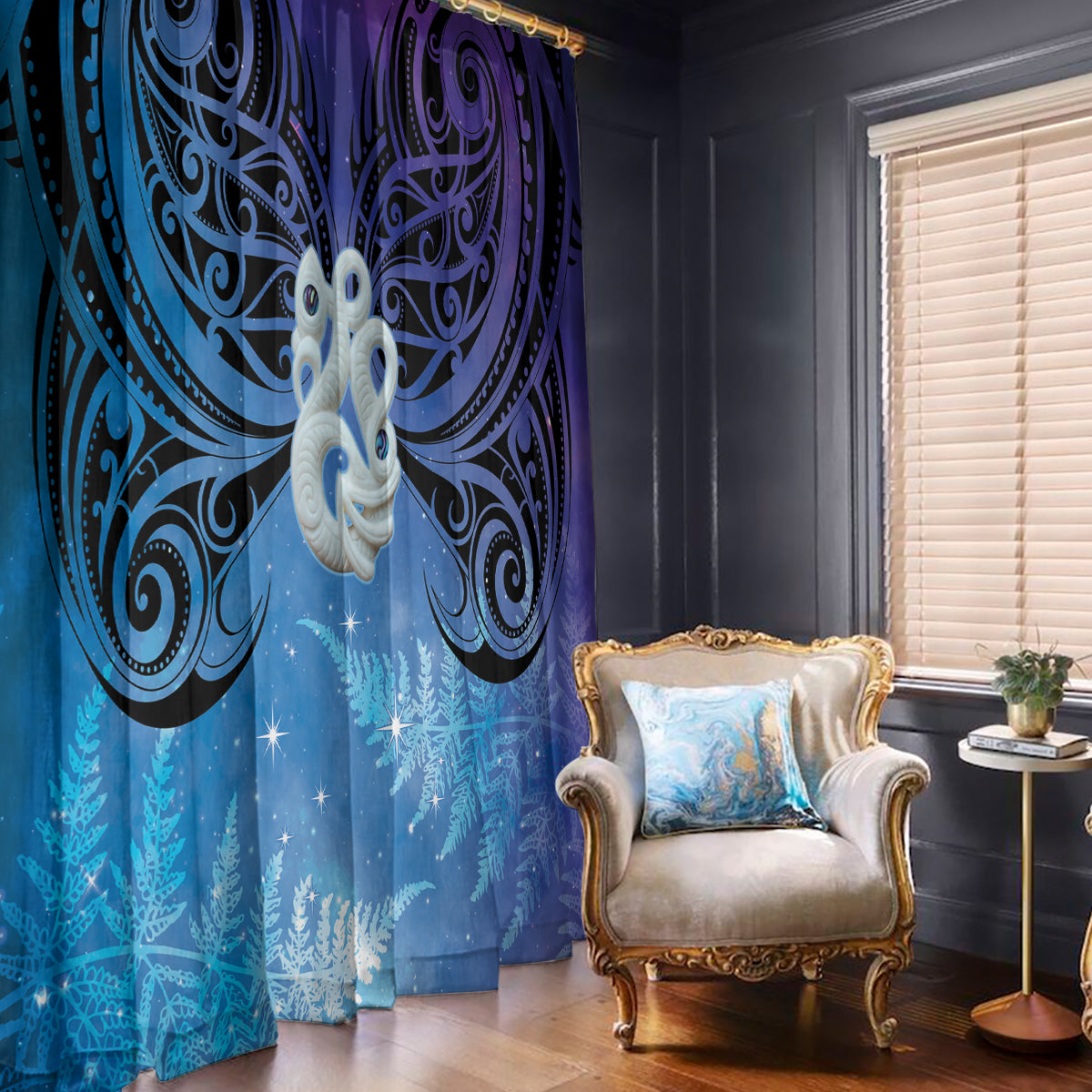 New Zealand Matariki Window Curtain Aotearoa Maori New Year Manaia Galaxy Vibes