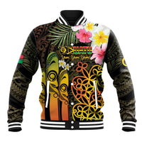 Personalised Vanuatu Independence Day Baseball Jacket Carving Drum Sand Drawing Turtle