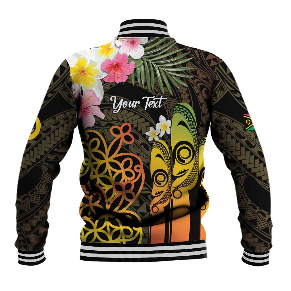 Personalised Vanuatu Independence Day Baseball Jacket Carving Drum Sand Drawing Turtle