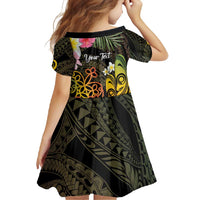 Personalised Vanuatu Independence Day Family Matching Off Shoulder Maxi Dress and Hawaiian Shirt Carving Drum Sand Drawing Turtle