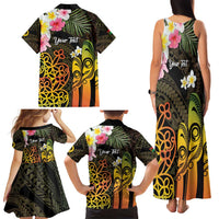 Personalised Vanuatu Independence Day Family Matching Tank Maxi Dress and Hawaiian Shirt Carving Drum Sand Drawing Turtle