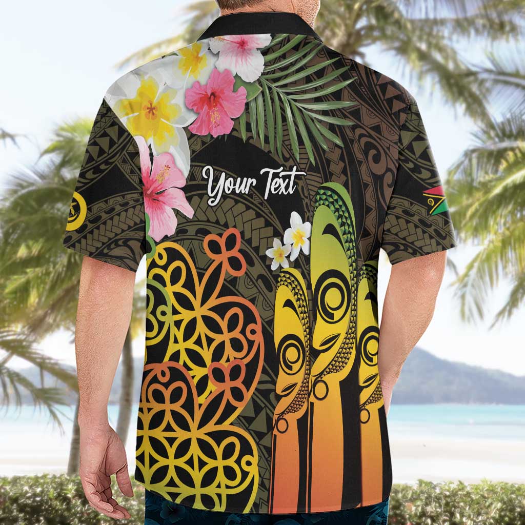 Personalised Vanuatu Independence Day Hawaiian Shirt Carving Drum Sand Drawing Turtle