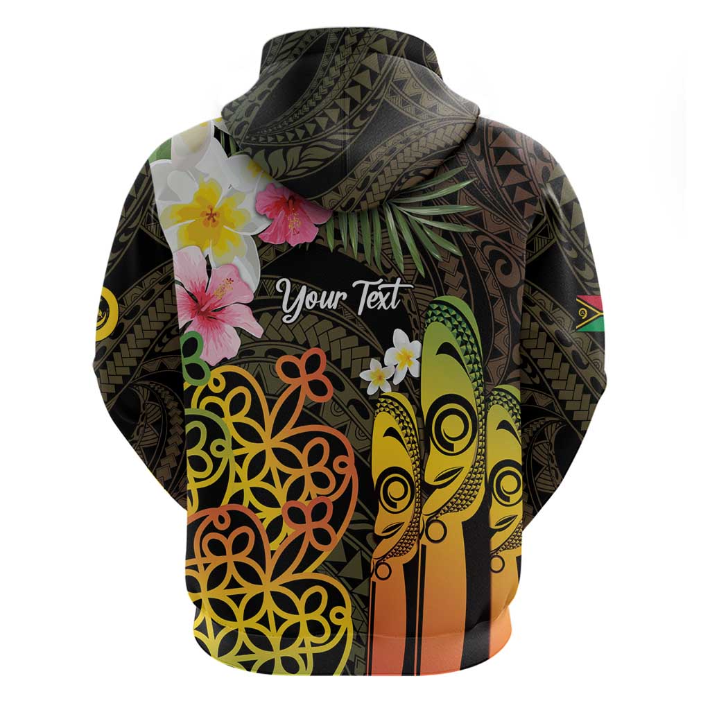 Personalised Vanuatu Independence Day Hoodie Carving Drum Sand Drawing Turtle