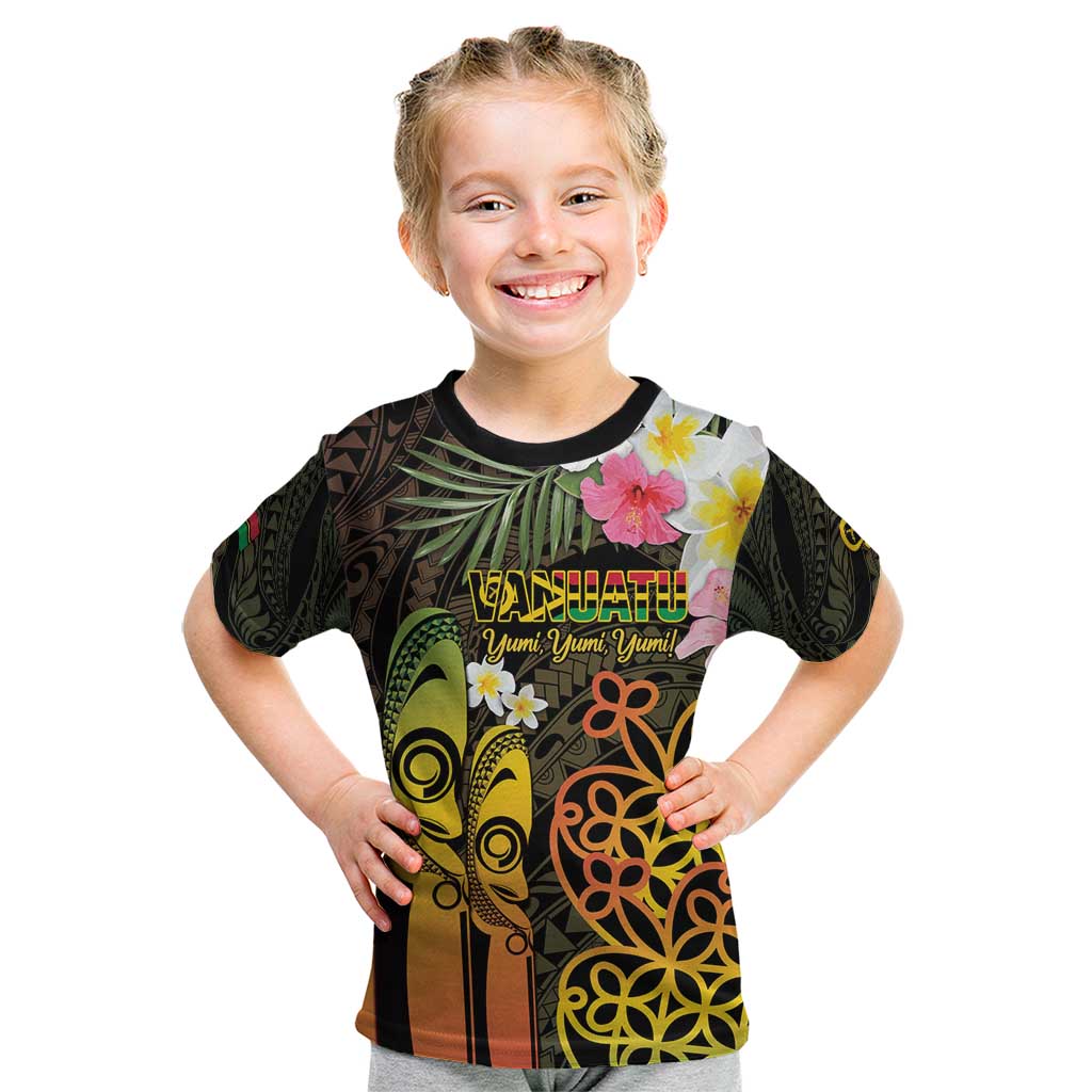 Personalised Vanuatu Independence Day Kid T Shirt Carving Drum Sand Drawing Turtle