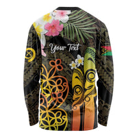 Personalised Vanuatu Independence Day Long Sleeve Shirt Carving Drum Sand Drawing Turtle