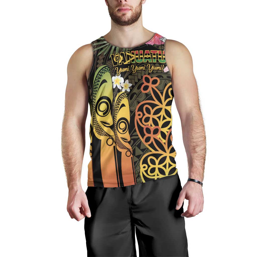 Personalised Vanuatu Independence Day Men Tank Top Carving Drum Sand Drawing Turtle