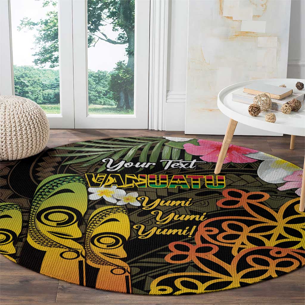 Personalised Vanuatu Independence Day Round Carpet Carving Drum Sand Drawing Turtle