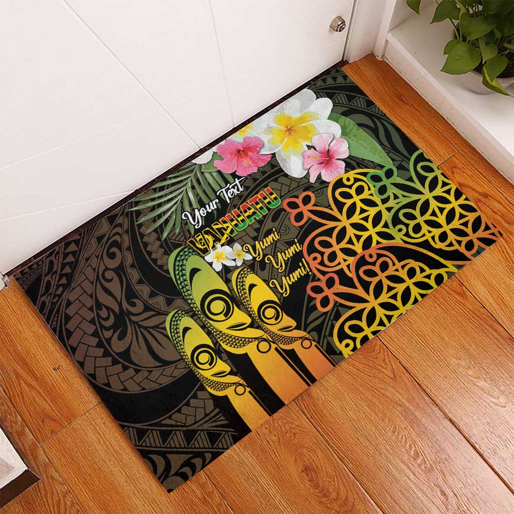 Personalised Vanuatu Independence Day Rubber Doormat Carving Drum Sand Drawing Turtle