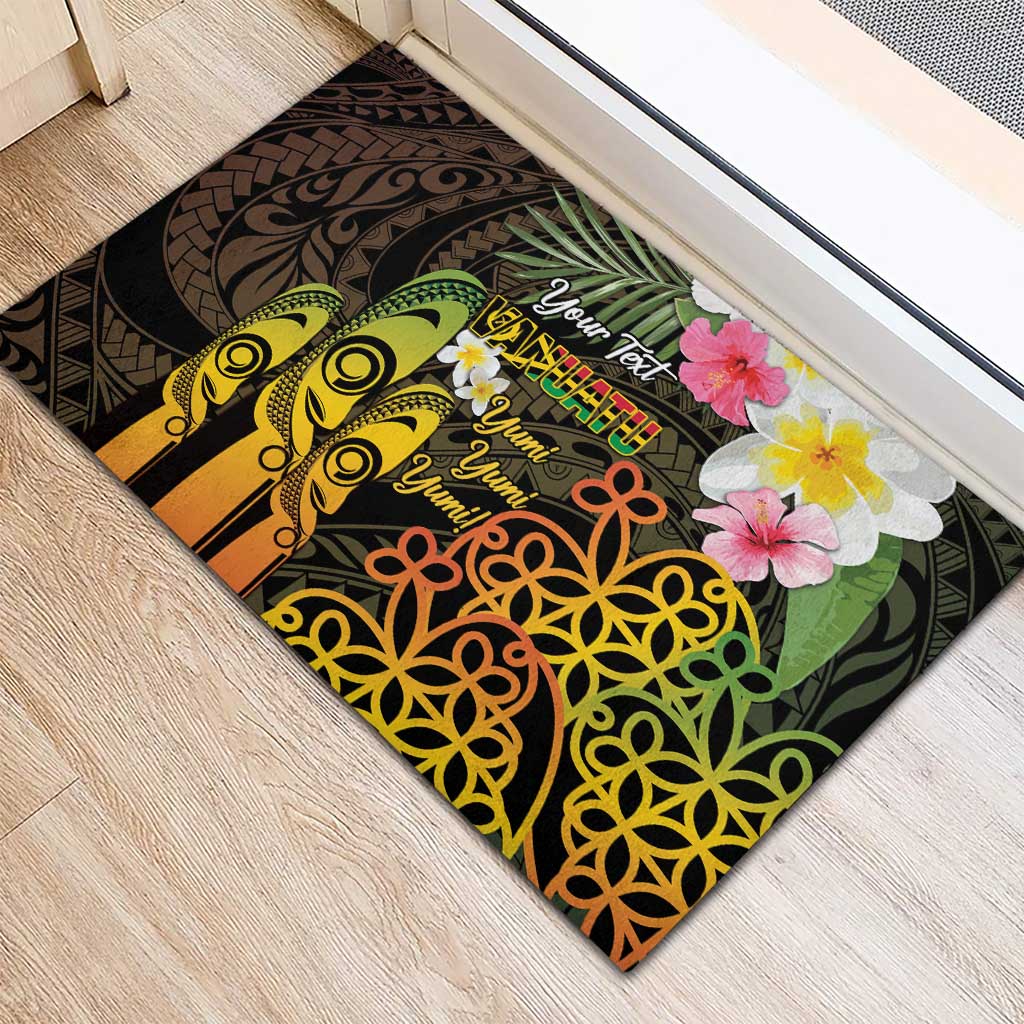 Personalised Vanuatu Independence Day Rubber Doormat Carving Drum Sand Drawing Turtle