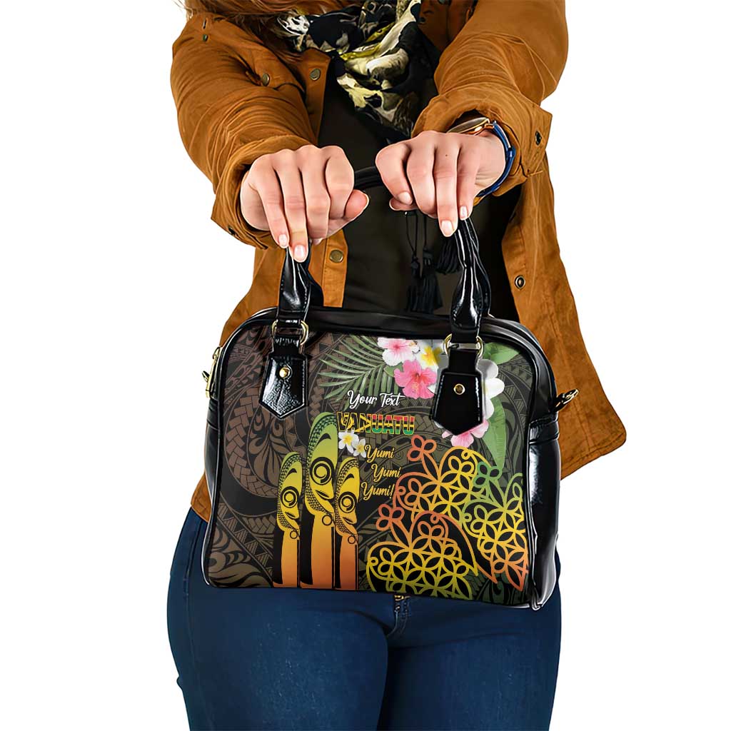Personalised Vanuatu Independence Day Shoulder Handbag Carving Drum Sand Drawing Turtle