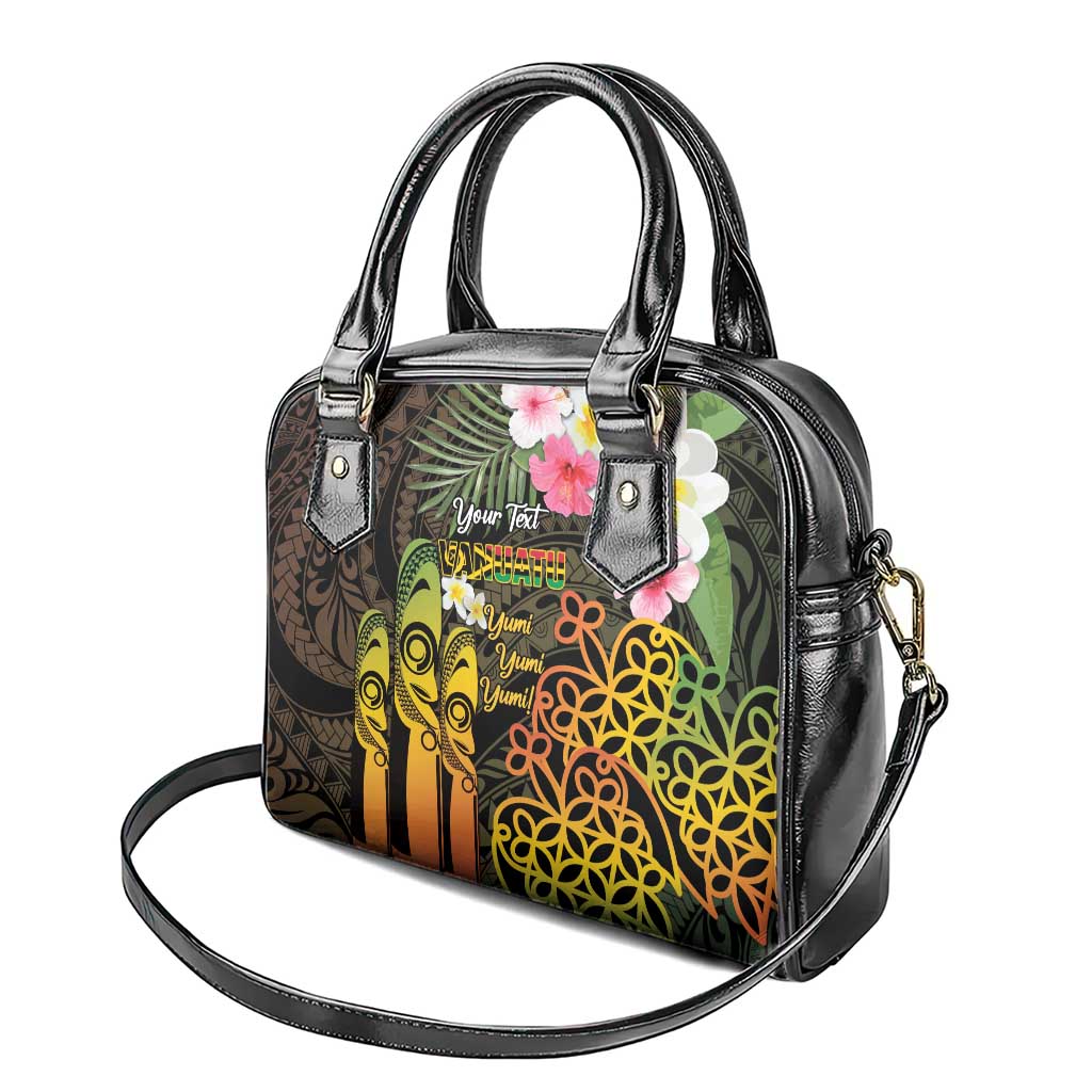 Personalised Vanuatu Independence Day Shoulder Handbag Carving Drum Sand Drawing Turtle