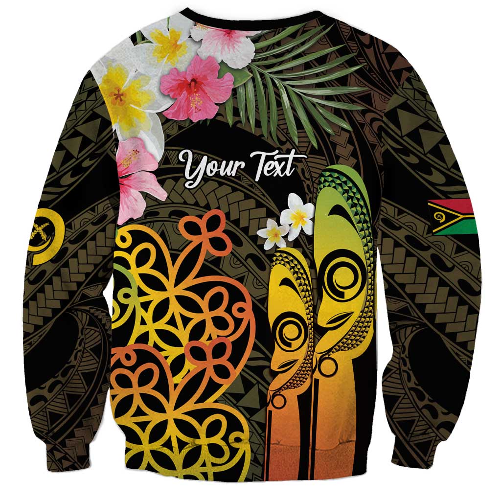 Personalised Vanuatu Independence Day Sweatshirt Carving Drum Sand Drawing Turtle