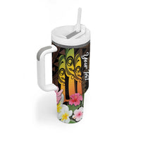 Personalised Vanuatu Independence Day Tumbler With Handle Carving Drum Sand Drawing Turtle