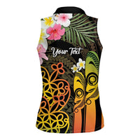 Personalised Vanuatu Independence Day Women Sleeveless Polo Shirt Carving Drum Sand Drawing Turtle