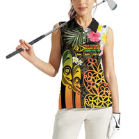 Personalised Vanuatu Independence Day Women Sleeveless Polo Shirt Carving Drum Sand Drawing Turtle