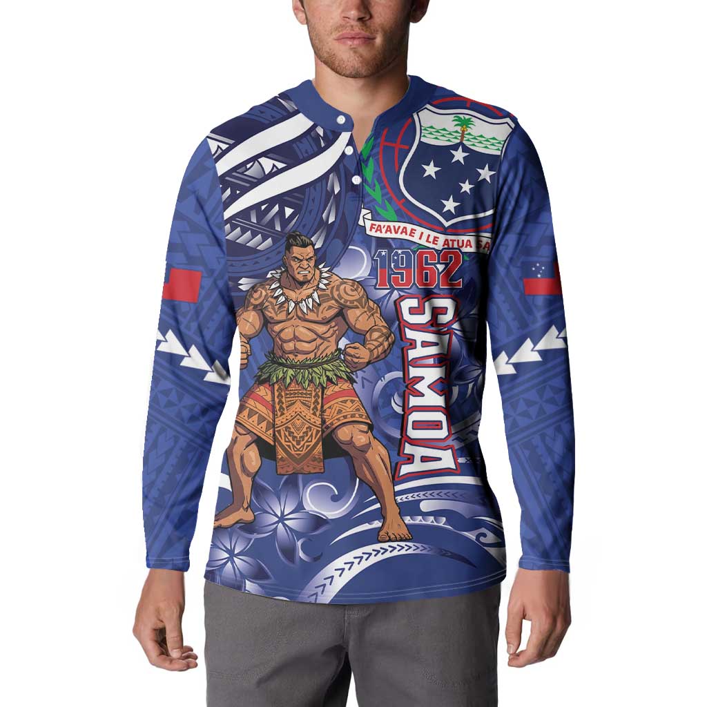 Samoa Independence Day Button Sweatshirt 1962 Proud Samoan Warrior