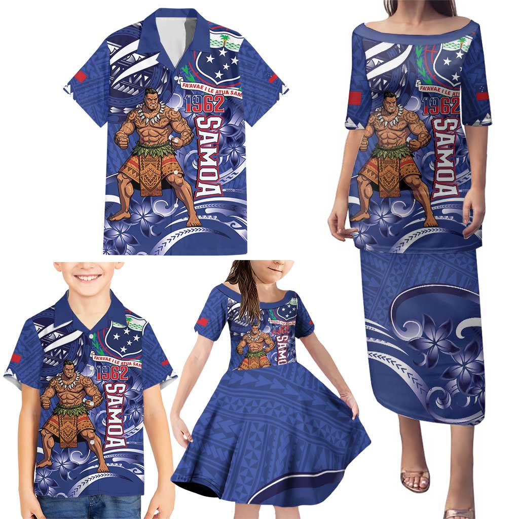 Samoa Independence Day Family Matching Puletasi and Hawaiian Shirt 1962 Proud Samoan Warrior