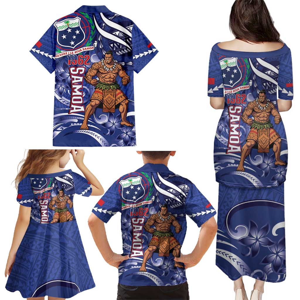 Samoa Independence Day Family Matching Puletasi and Hawaiian Shirt 1962 Proud Samoan Warrior
