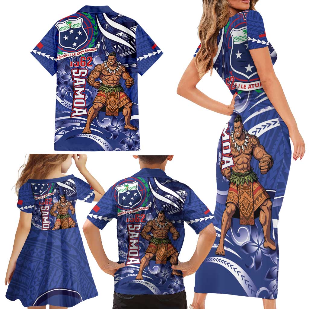 Samoa Independence Day Family Matching Short Sleeve Bodycon Dress and Hawaiian Shirt 1962 Proud Samoan Warrior LT14 - Polynesian Pride