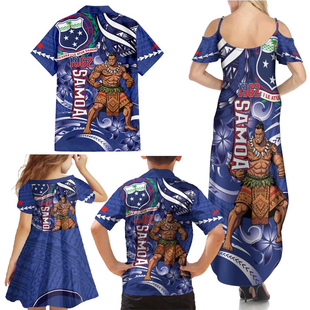 Samoa Independence Day Family Matching Summer Maxi Dress and Hawaiian Shirt 1962 Proud Samoan Warrior