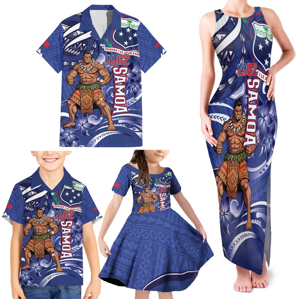 Samoa Independence Day Family Matching Tank Maxi Dress and Hawaiian Shirt 1962 Proud Samoan Warrior
