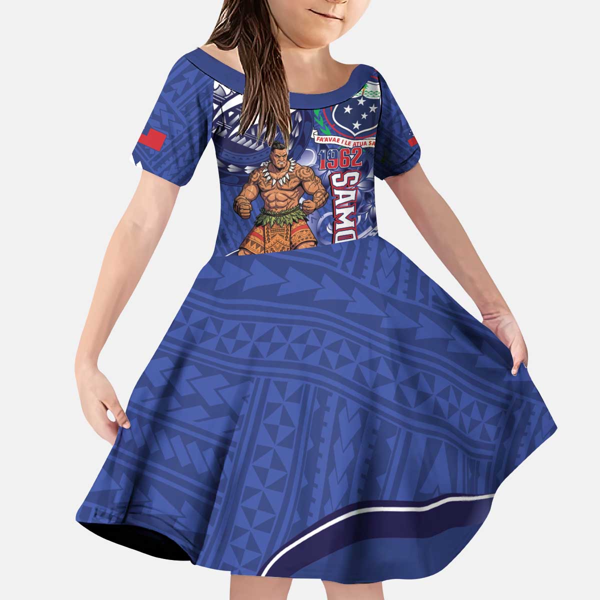 Samoa Independence Day Kid Short Sleeve Dress 1962 Proud Samoan Warrior