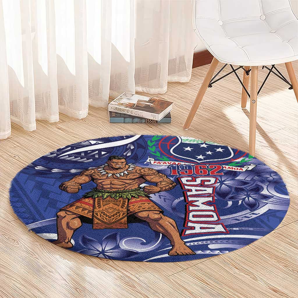 Samoa Independence Day Round Carpet 1962 Proud Samoan Warrior