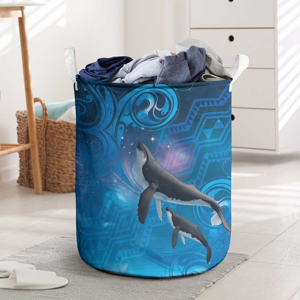 Paikea New Zealand Matariki Laundry Basket Humpback Whale Taniko Motifs Ocean Vibes