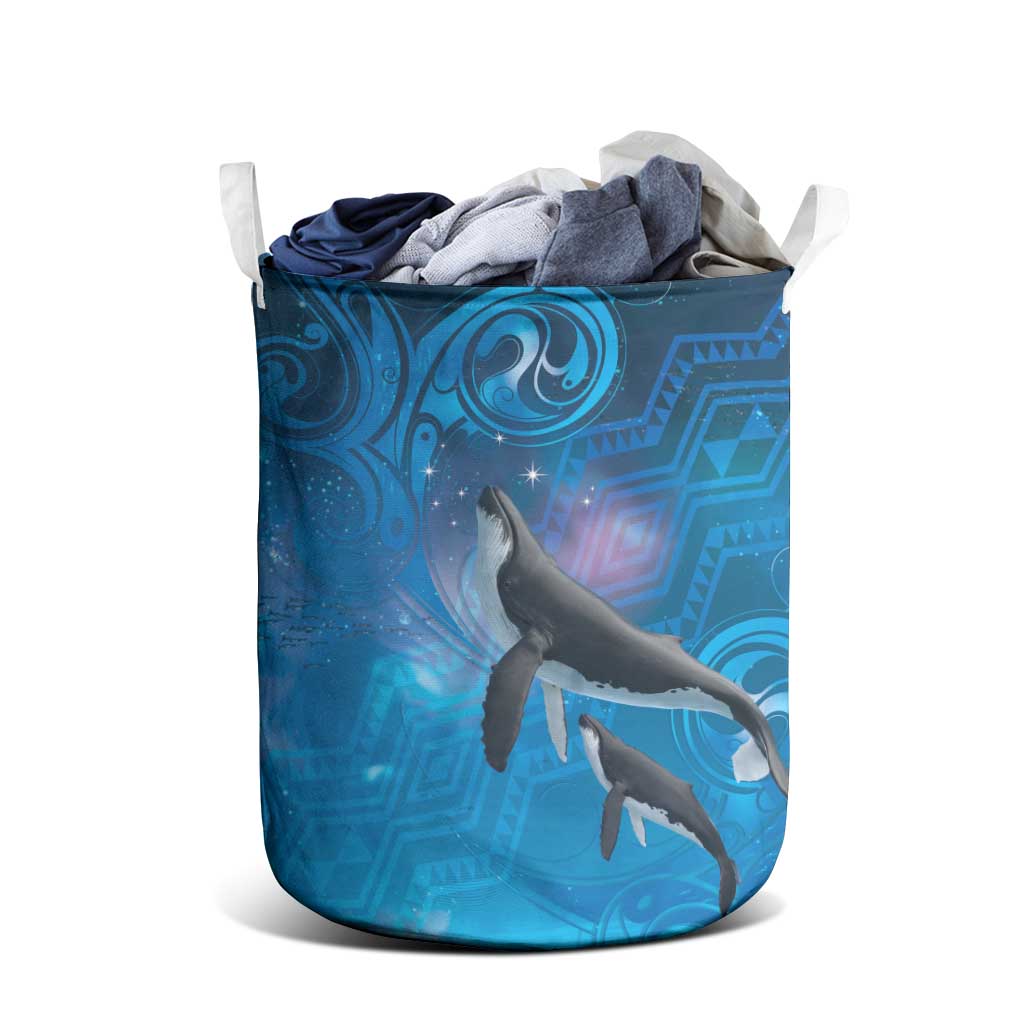 Paikea New Zealand Matariki Laundry Basket Humpback Whale Taniko Motifs Ocean Vibes