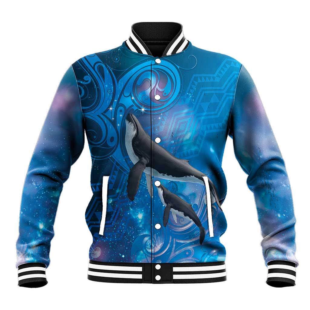 Paikea New Zealand Matariki Baseball Jacket Humpback Whale Taniko Motifs Ocean Vibes