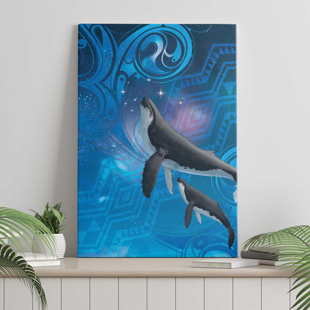 Paikea New Zealand Matariki Canvas Wall Art Humpback Whale Taniko Motifs Ocean Vibes