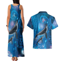 Paikea New Zealand Matariki Couples Matching Tank Maxi Dress and Hawaiian Shirt Humpback Whale Taniko Motifs Ocean Vibes LT14 - Polynesian Pride
