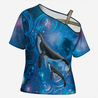 Paikea New Zealand Matariki Cross Shoulder Shirt Humpback Whale Taniko Motifs Ocean Vibes