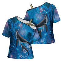 Paikea New Zealand Matariki Cross Shoulder Shirt Humpback Whale Taniko Motifs Ocean Vibes